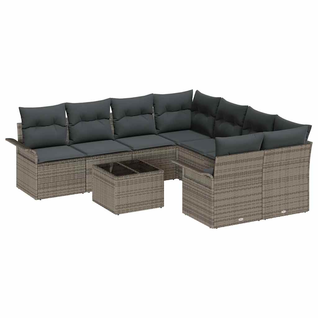 Tuinbankenset 9 st Grijs poly rattan