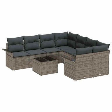 Tuinbankenset 9 st Grijs poly rattan