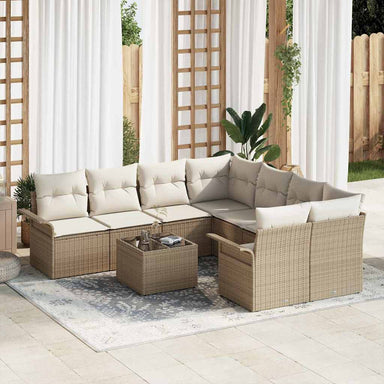 Tuinbankenset 9 st Beige en Crème poly rattan