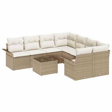 Tuinbankenset 9 st Beige en Crème poly rattan