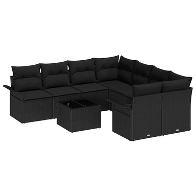 Tuinbankenset 9 st Zwart poly rattan