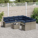 Tuin Sofa Set 9 st Grijs en Marineblauw poly rattan