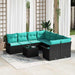 Tuin Sofa Set 9 st Zwart en Turquoise poly rattan
