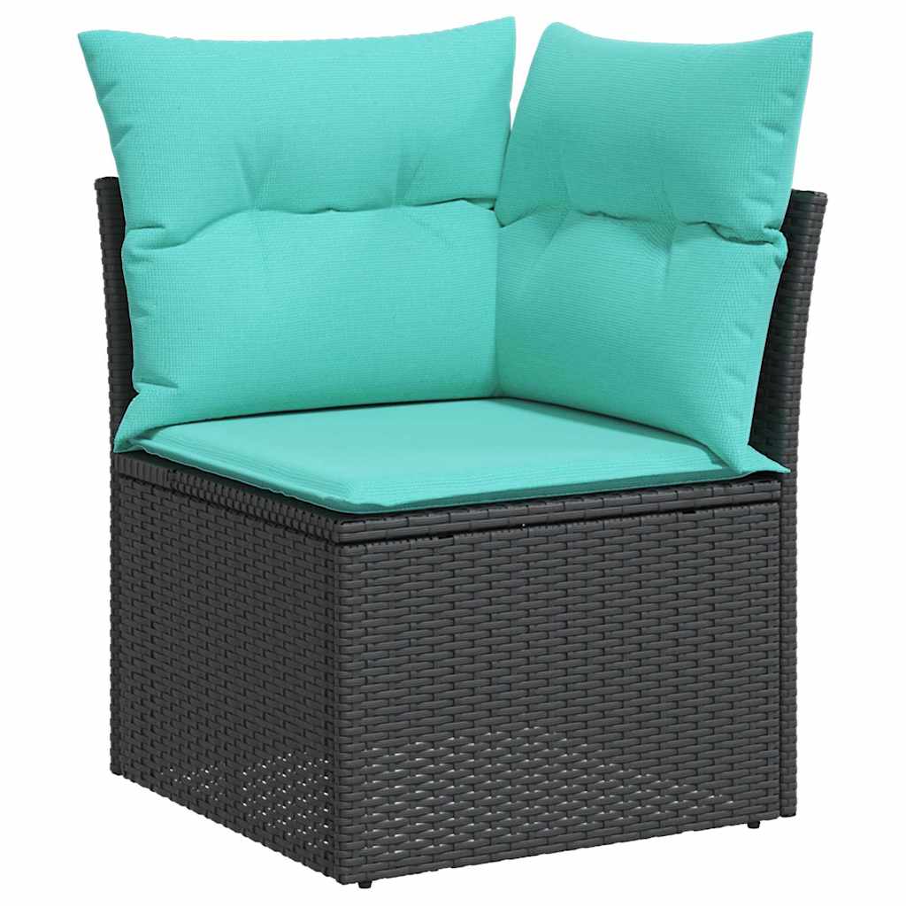 Tuin Sofa Set 9 st Zwart en Turquoise poly rattan