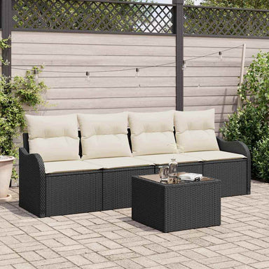 Tuin Sofa Set 5 st 4-Aantal zitplaatsen Zwart en Crème