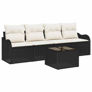 Tuin Sofa Set 5 st 4-Aantal zitplaatsen Zwart en Crème