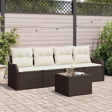 Tuin Sofa Set 5 st 4-Aantal zitplaatsen Bruin en Crème