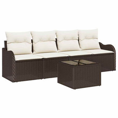 Tuin Sofa Set 5 st 4-Aantal zitplaatsen Bruin en Crème