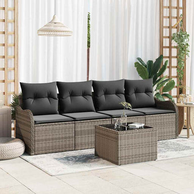 Tuin Sofa Set 5 st 4-Aantal zitplaatsen Grijs poly rattan