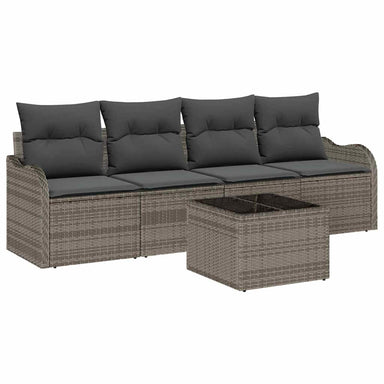 Tuin Sofa Set 5 st 4-Aantal zitplaatsen Grijs poly rattan