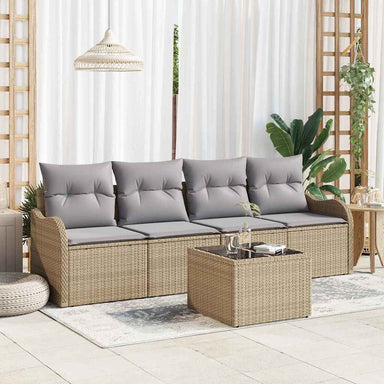 Tuin Sofa Set 5 st 4-Aantal zitplaatsen Beige en Grijs