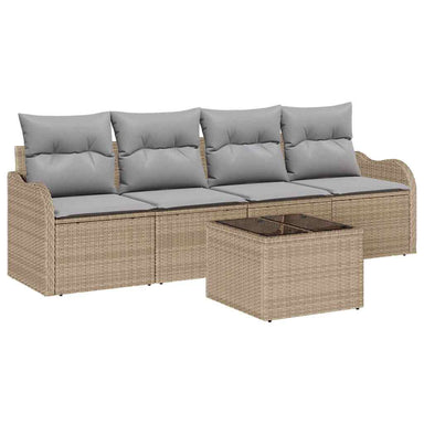 Tuin Sofa Set 5 st 4-Aantal zitplaatsen Beige en Grijs