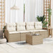Tuin Sofa Set 5 pcs Beige en Crème Poly rattan, staal en glas