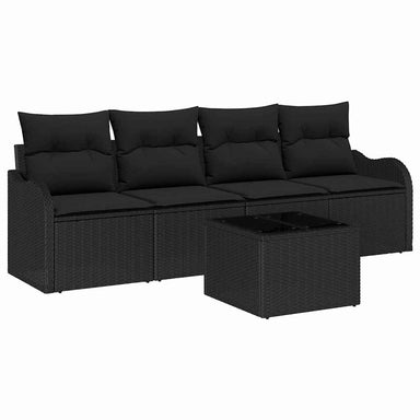 Tuin Sofa Set 5 st 4-Aantal zitplaatsen Zwart poly rattan