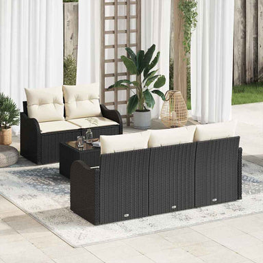Tuin Sofa Set 6 st 5-Aantal zitplaatsen Zwart en Crème