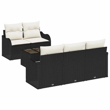 Tuin Sofa Set 6 st 5-Aantal zitplaatsen Zwart en Crème