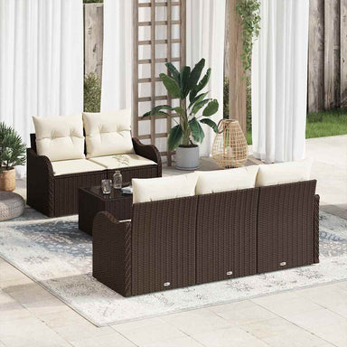 Tuin Sofa Set 6 st 5-Aantal zitplaatsen Bruin en Crème