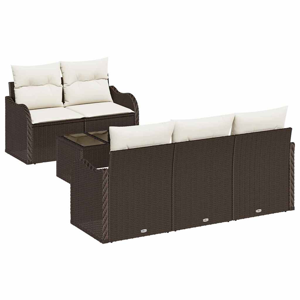 Tuin Sofa Set 6 st 5-Aantal zitplaatsen Bruin en Crème