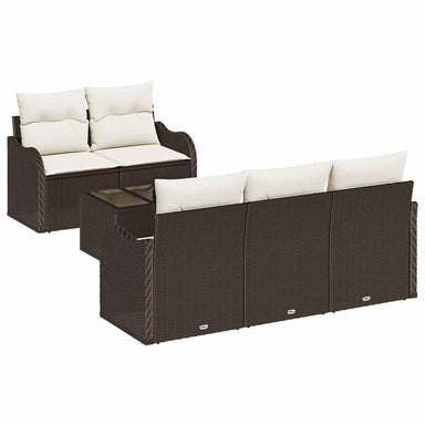Tuin Sofa Set 6 st 5-Aantal zitplaatsen Bruin en Crème