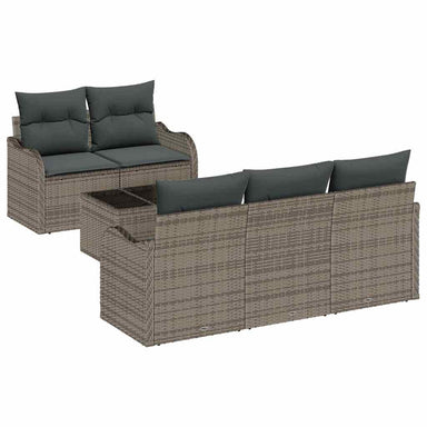 Tuin Sofa Set 6 st 5-Aantal zitplaatsen Grijs poly rattan