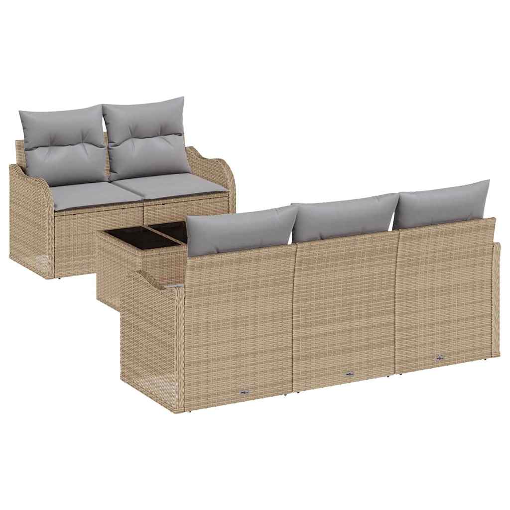 Tuin Sofa Set 6 st 5-Aantal zitplaatsen Beige en Grijs