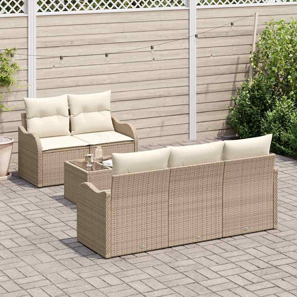 Tuin Sofa Set 6 st 5-Aantal zitplaatsen Beige en Crème