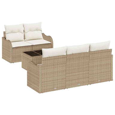 Tuin Sofa Set 6 st 5-Aantal zitplaatsen Beige en Crème