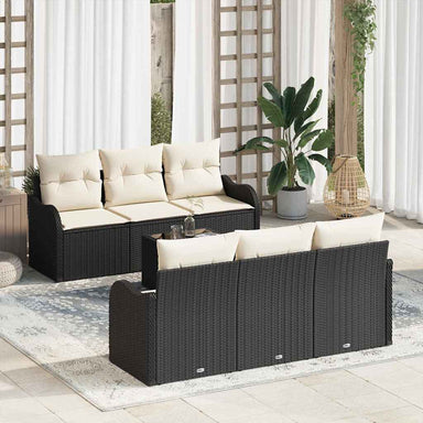 Tuin Sofa Set 7 st 6-Aantal zitplaatsen Zwart en Crème