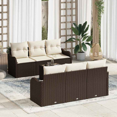 Tuin Sofa Set 7 st 6-Aantal zitplaatsen Bruin en Crème