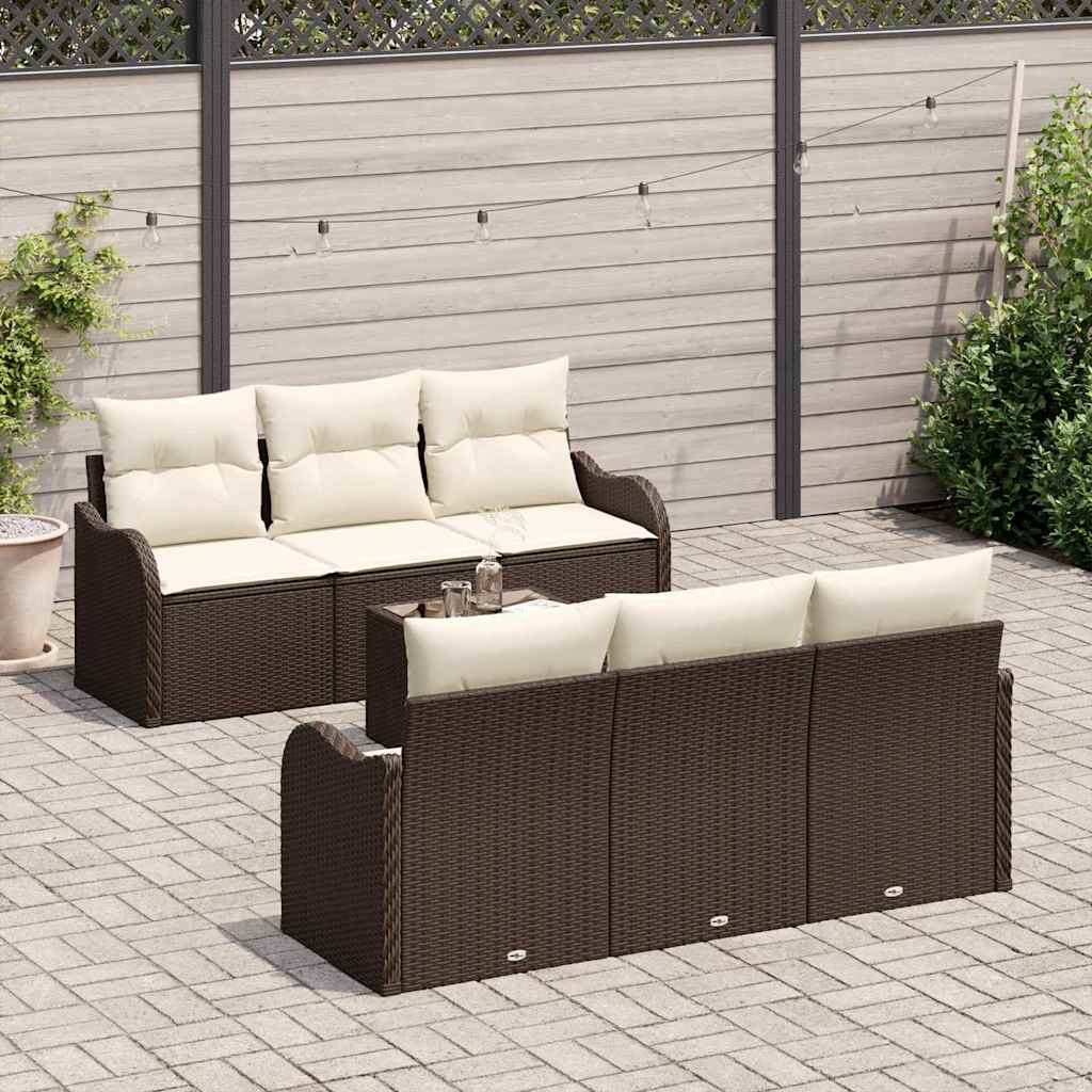 Tuin Sofa Set 7 st 6-Aantal zitplaatsen Bruin en Crème