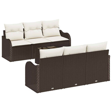 Tuin Sofa Set 7 st 6-Aantal zitplaatsen Bruin en Crème