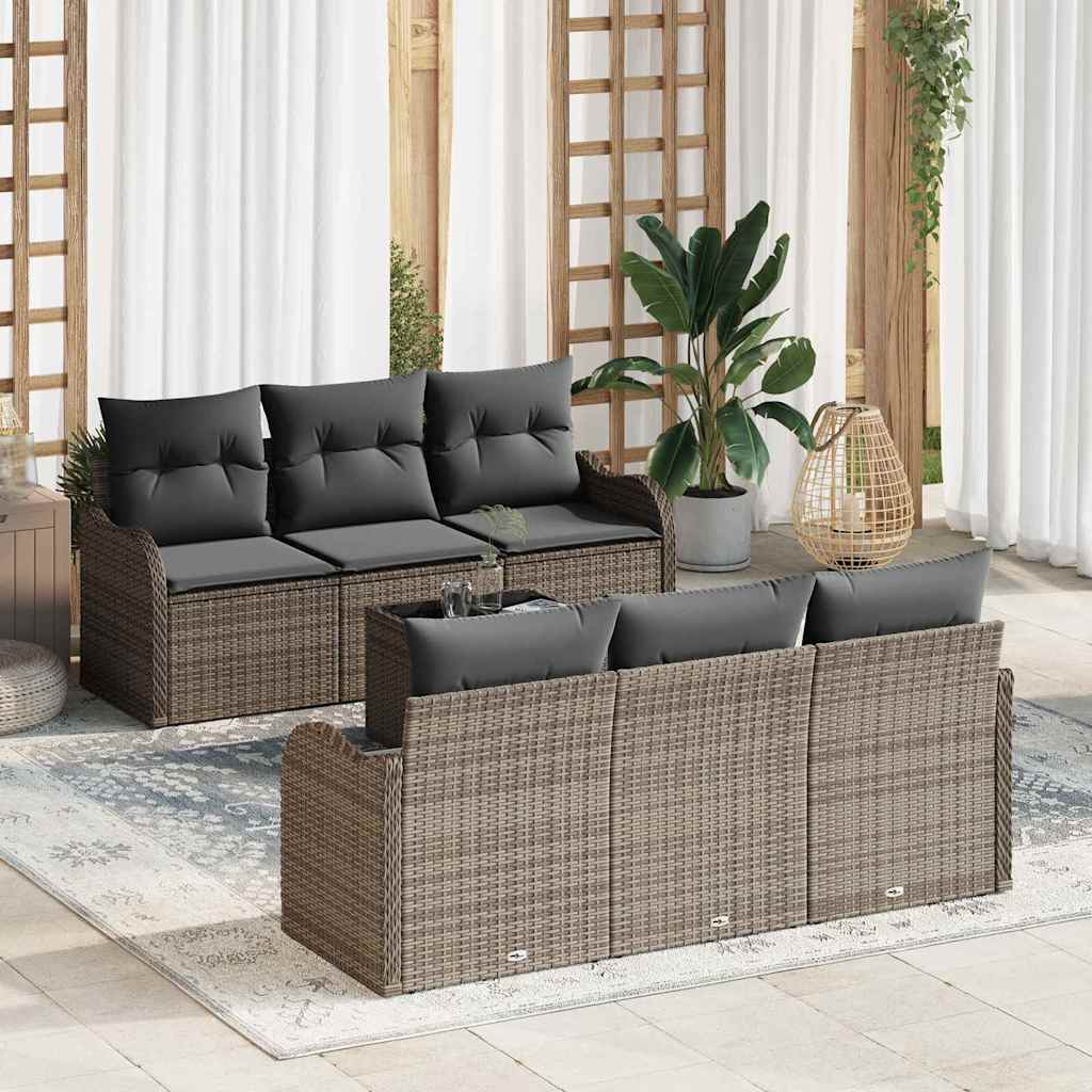 Tuin Sofa Set 7 st 6-Aantal zitplaatsen Grijs