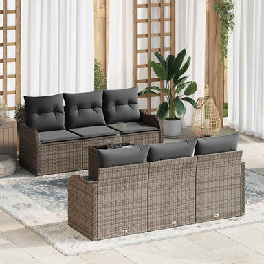 Tuin Sofa Set 7 st 6-Aantal zitplaatsen Grijs