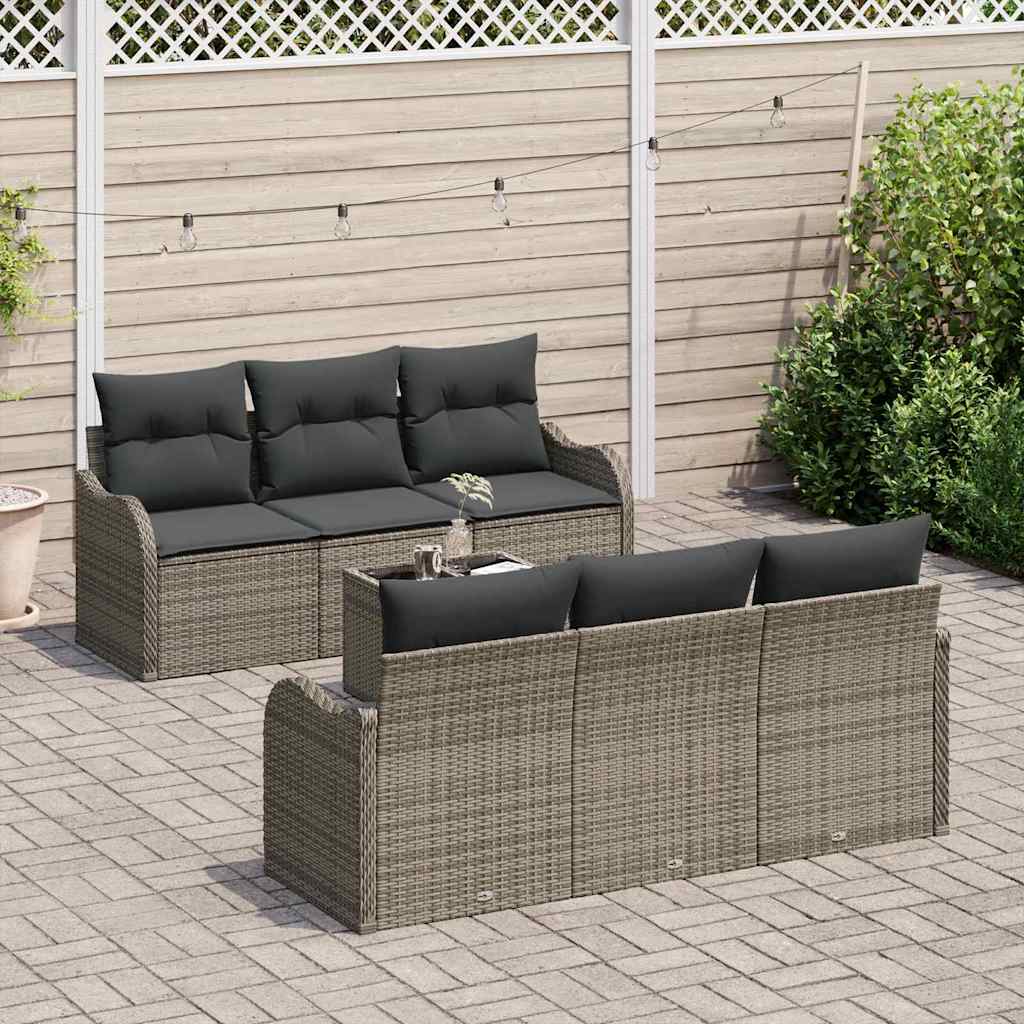 Tuin Sofa Set 7 st 6-Aantal zitplaatsen Grijs