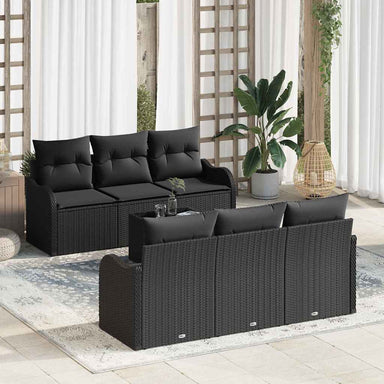 Tuin Sofa Set 7 st 6-Aantal zitplaatsen Zwart