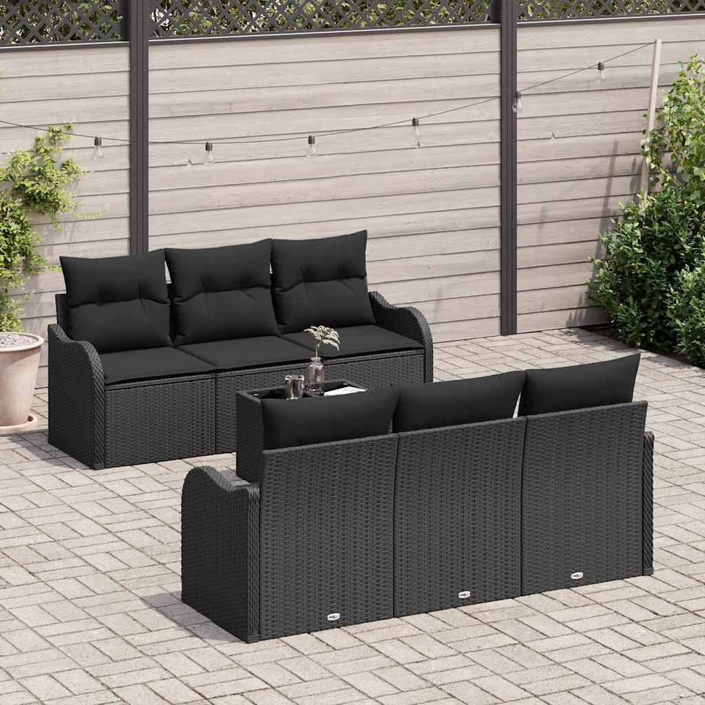 Tuin Sofa Set 7 st 6-Aantal zitplaatsen Zwart