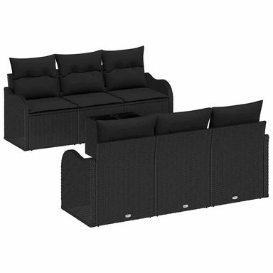 Tuin Sofa Set 7 st 6-Aantal zitplaatsen Zwart