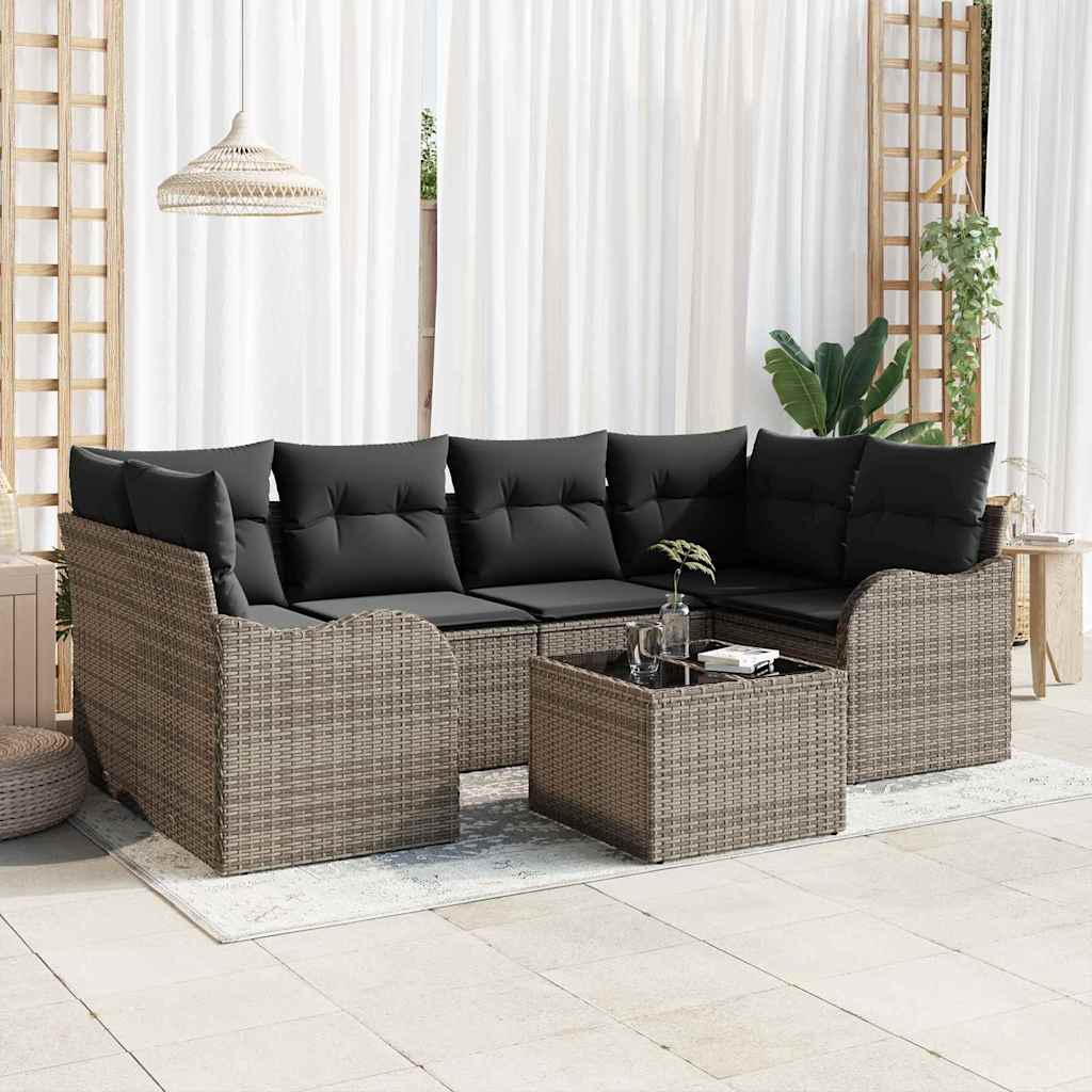 Tuin Sofa Set 7 st 6-Aantal zitplaatsen Grijs