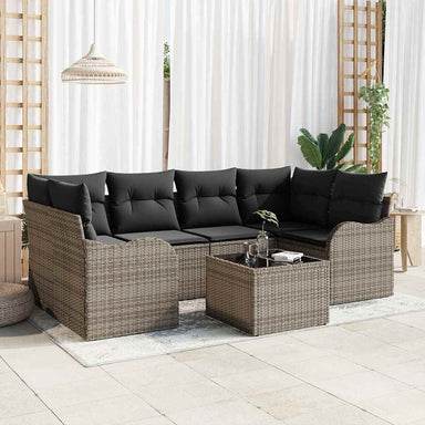 Tuin Sofa Set 7 st 6-Aantal zitplaatsen Grijs