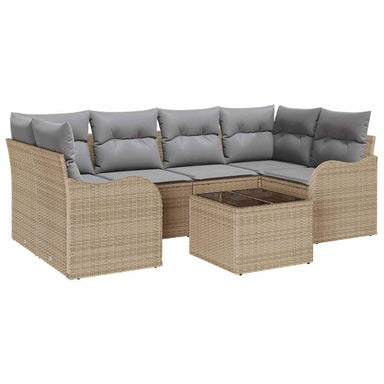 Tuin Sofa Set 7 st 6-Aantal zitplaatsen Beige en Grijs