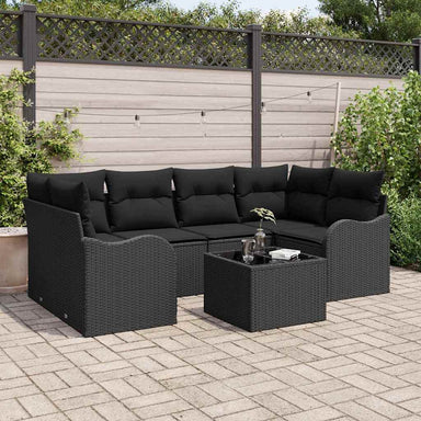 Tuin Sofa Set 7 st 6-Aantal zitplaatsen Zwart