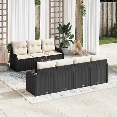 Tuin Sofa Set 8 st 7-Aantal zitplaatsen Zwart en Crème