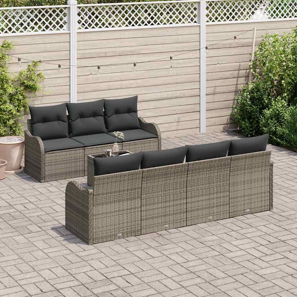 Tuin Sofa Set 8 st 7-Aantal zitplaatsen Grijs