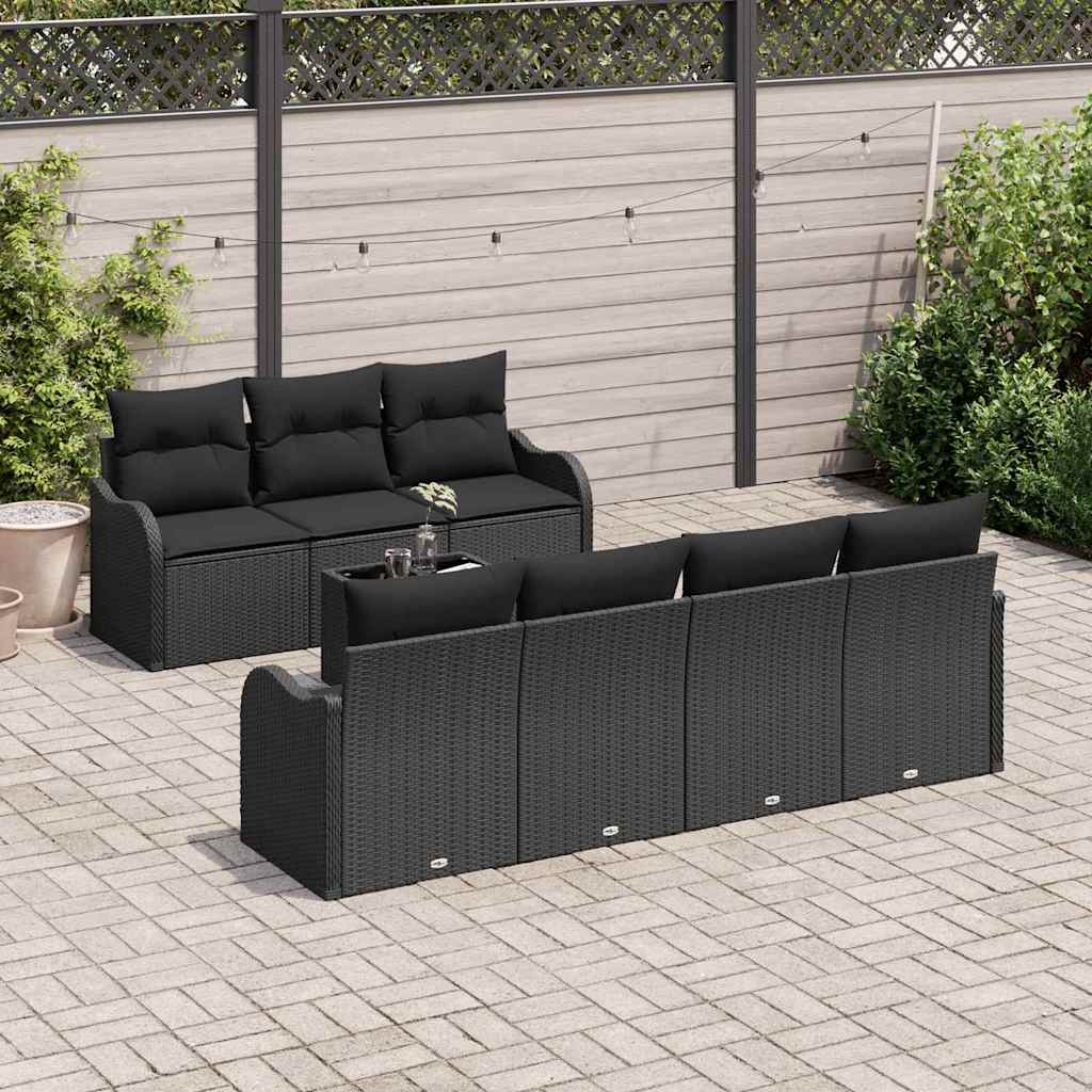 Tuin Sofa Set 8 st 7-Aantal zitplaatsen Zwart