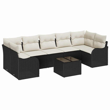 Tuin Sofa Set 8 st 7-Aantal zitplaatsen Zwart en Crème
