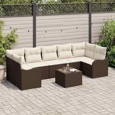 Tuin Sofa Set 8 st 7-Aantal zitplaatsen Bruin en Crème