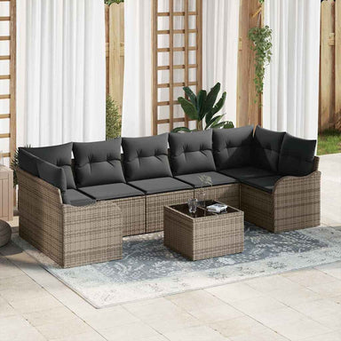Tuin Sofa Set 8 st 7-Aantal zitplaatsen Grijs