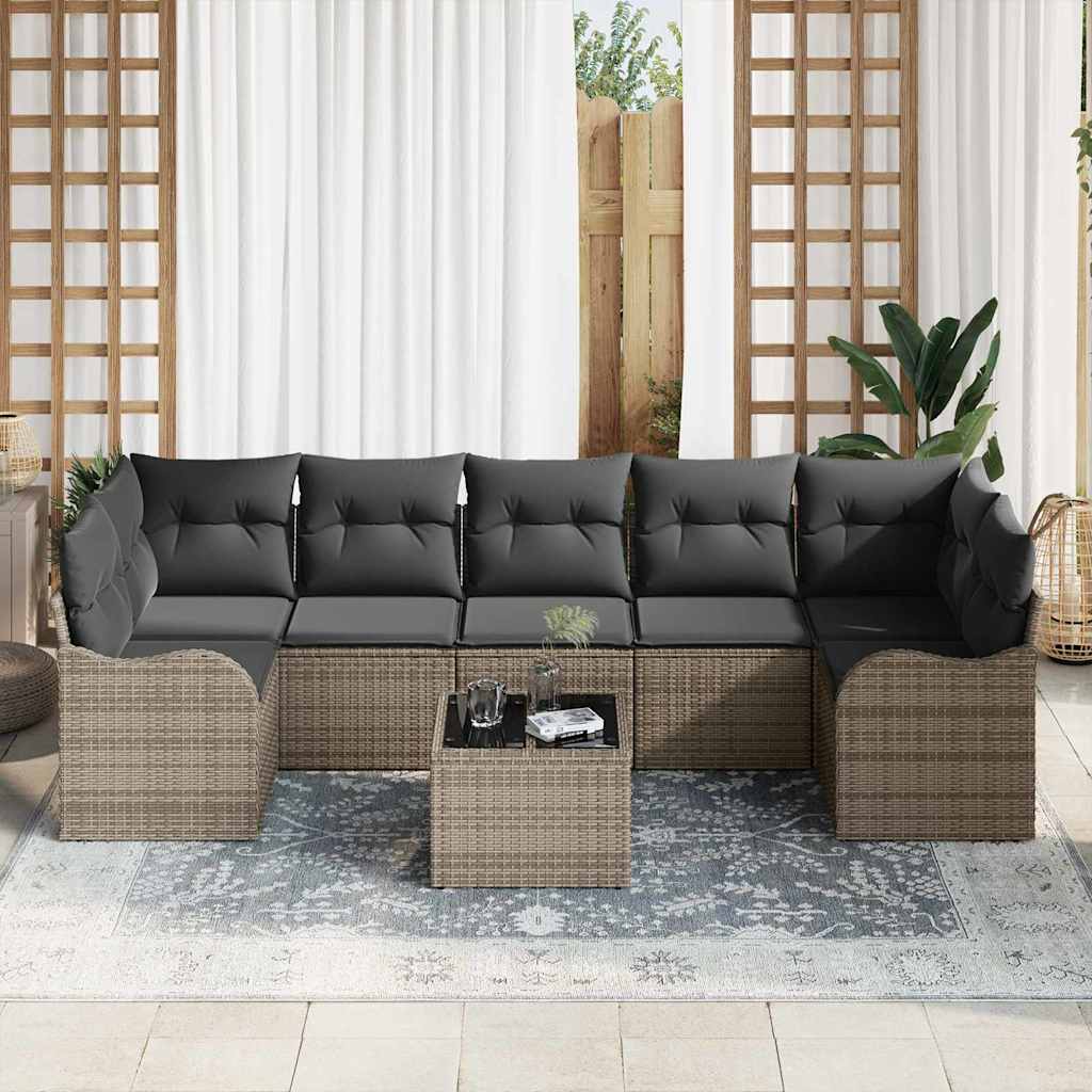 Tuin Sofa Set 8 st 7-Aantal zitplaatsen Grijs