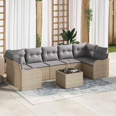 Tuin Sofa Set 8 st 7-Aantal zitplaatsen Beige en Grijs