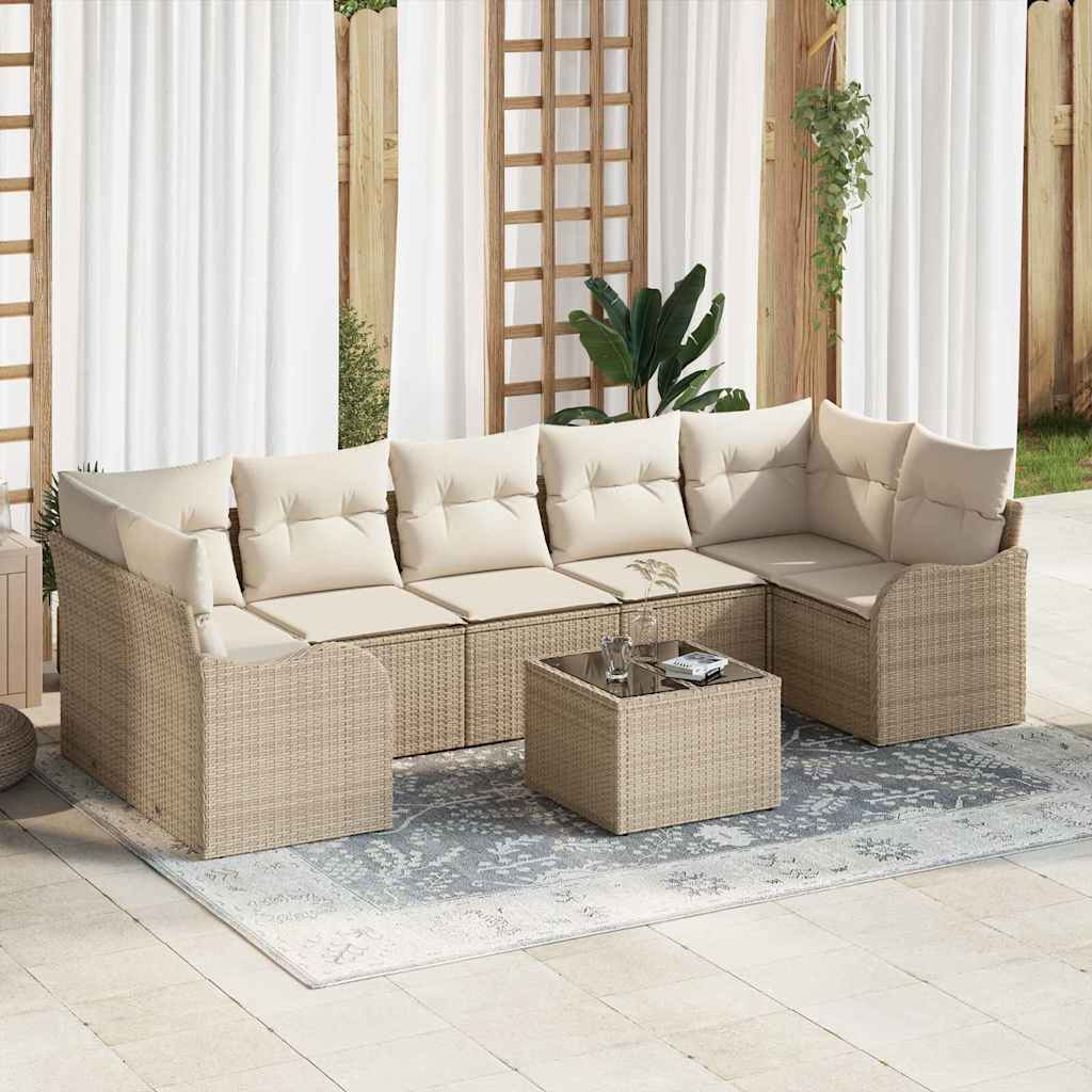 Tuin Sofa Set 8 st 7-Aantal zitplaatsen Beige en Crème